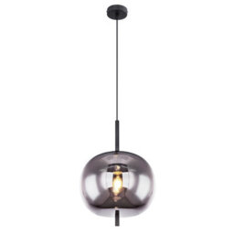 Luminosa Lighting Luminosa Blacky Globe Pendant Ceiling Light Black Glass Shade 1X E27 - thumbnail 1