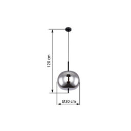Luminosa Lighting Luminosa Blacky Globe Pendant Ceiling Light Black Glass Shade 1X E27 - thumbnail 4