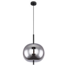 Luminosa Lighting Luminosa Blacky Globe Pendant Ceiling Light Black Glass Shade 1X E27 - thumbnail 2