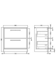 Hudson Reed Lille 800mm Floor Standing 2 Drawer Unit (455 Deep)-Graphite Grey Woodgrain - thumbnail 2