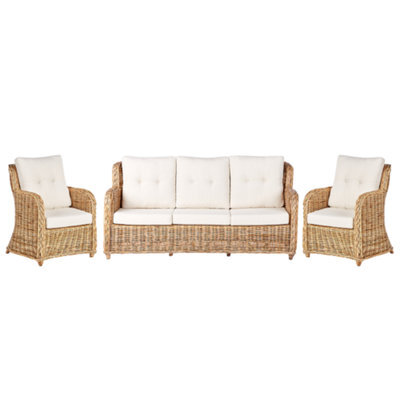 Beliani Garden Sofa Set 5 Seater Alessano Rattan Natural - image 1