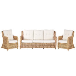 Beliani Garden Sofa Set 5 Seater Alessano Rattan Natural - thumbnail 1