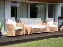 Beliani Garden Sofa Set 5 Seater Alessano Rattan Natural - thumbnail 2