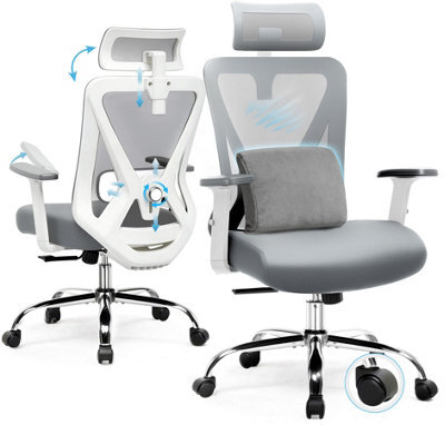 Comhoma Office Chair Ergonomic High Back Computer Desk Chair Swivel Rocking Mesh Executive Chairs Grey - image 1
