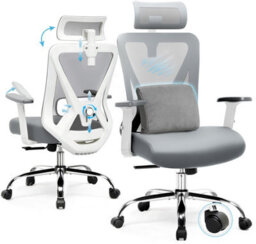 Comhoma Office Chair Ergonomic High Back Computer Desk Chair Swivel Rocking Mesh Executive Chairs Grey - thumbnail 1
