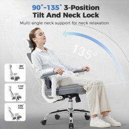 Comhoma Office Chair Ergonomic High Back Computer Desk Chair Swivel Rocking Mesh Executive Chairs Grey - thumbnail 2