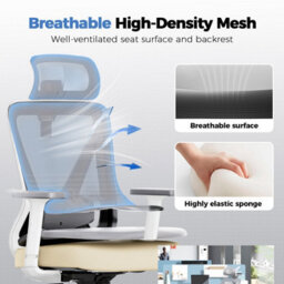 Comhoma Office Chair Ergonomic High Back Computer Desk Chair Swivel Rocking Mesh Executive Chairs Grey - thumbnail 3