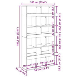 Vidaxl Bookcase Artisan Oak 100X33X187.5 Cm Engineered Wood - thumbnail 3