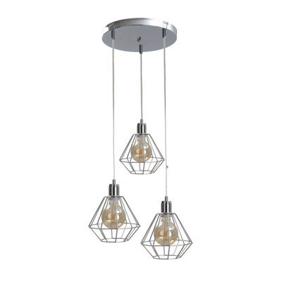 Luminosa Lighting Luminosa Foskal Cluster Pendant Ceiling Light Silver, 32Cm, 3X E27