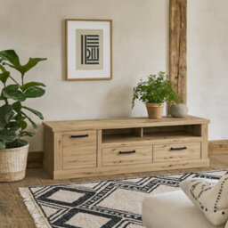 Wyld Haus Tampere Artisan Oak Tv Unit With Black Handles, 1 Door And 2 Drawers - thumbnail 2