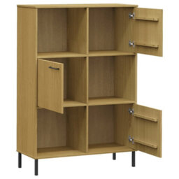 Berkfield Bookcase With Metal Legs Brown 90X35X128.5 Cm Solid Wood Oslo - thumbnail 5