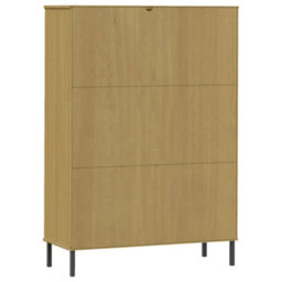 Berkfield Bookcase With Metal Legs Brown 90X35X128.5 Cm Solid Wood Oslo - thumbnail 7
