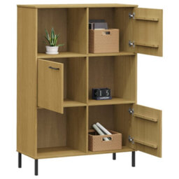 Berkfield Bookcase With Metal Legs Brown 90X35X128.5 Cm Solid Wood Oslo - thumbnail 3