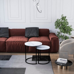 Lassic Vida Designs Brooklyn Nest Of 2 Round Tables, Marble - thumbnail 2