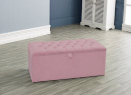 Urban Textures Plush Velvet Chesterfield Ottoman Storage Box - Pink - thumbnail 1