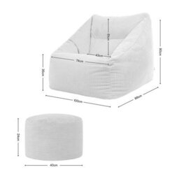 icon Natalia Large Beanbag And Round Footstool Corduroy Sage Green - thumbnail 6