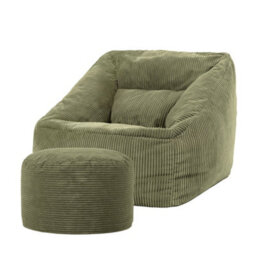 icon Natalia Large Beanbag And Round Footstool Corduroy Sage Green - thumbnail 3