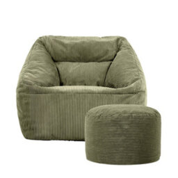 icon Natalia Large Beanbag And Round Footstool Corduroy Sage Green - thumbnail 2