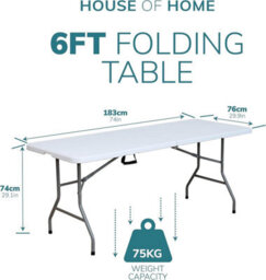House Of Home Heavy Duty Picnic Camping 6Ft Folding Plastic Garden Table Portable Banquet Bbq Tables - thumbnail 2