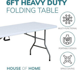 House Of Home Heavy Duty Picnic Camping 6Ft Folding Plastic Garden Table Portable Banquet Bbq Tables - thumbnail 6