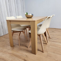 Kosy Koala Dining Table Set Oak Effect Table With 4 Cream Plastic Chairs Dining Room Furniture - thumbnail 6