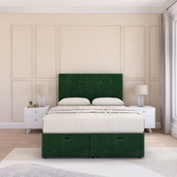 Sloomy Highbury End Lift Ottoman Bed 4Ft With Sprung Memory Mattress - Emerald Plush & Headboard- Small Double - thumbnail 3