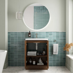 Affine Bathroom Vanity Unit Basin Sink Free Standing 600mm Door Cabinet Storage Walnut - thumbnail 3