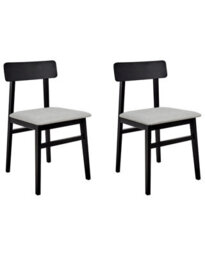 Wyld And Coco Set Of 2 Armless Dining Chairs Black Rubberwood Frame Light Grey Seat - thumbnail 3