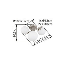 Luminosa Lighting Luminosa Riha Globe Ceiling Light Nickel Matt Opal Glass Shade 3X G9 3000K - thumbnail 5