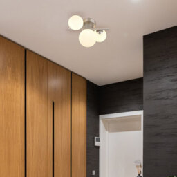 Luminosa Lighting Luminosa Riha Globe Ceiling Light Nickel Matt Opal Glass Shade 3X G9 3000K - thumbnail 4