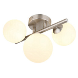 Luminosa Lighting Luminosa Riha Globe Ceiling Light Nickel Matt Opal Glass Shade 3X G9 3000K - thumbnail 1