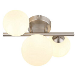 Luminosa Lighting Luminosa Riha Globe Ceiling Light Nickel Matt Opal Glass Shade 3X G9 3000K - thumbnail 3