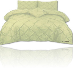 TheWhiteWater Limited Pintuck Duvet Cover Set + Matching Pillowcases, Hand Stitches Quilt Bedding Set - Lemon - thumbnail 7