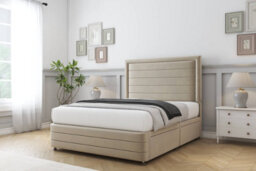 "Sloomy Ashford Almond Coniston Divan Bed Set 2 Drawers Right Side - 54"" Floor Standing  & 12"" Footboard 5' King" - thumbnail 2