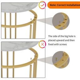 Gold Round Marble Coffee Table Entryway Side Accent Table Photo Vase Nightstand - thumbnail 4