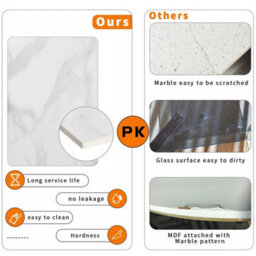 Gold Round Marble Coffee Table Entryway Side Accent Table Photo Vase Nightstand - thumbnail 6