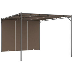 Berkfield Garden Gazebo With Side Curtain 4X3X2.25 M Taupe - thumbnail 2