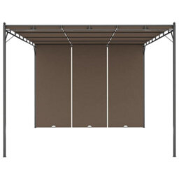 Berkfield Garden Gazebo With Side Curtain 4X3X2.25 M Taupe - thumbnail 3