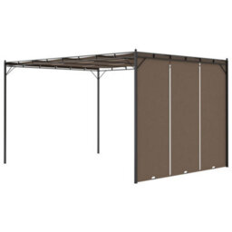 Berkfield Garden Gazebo With Side Curtain 4X3X2.25 M Taupe - thumbnail 5