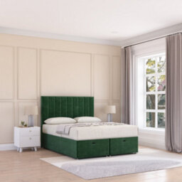 Sloomy Kansas End Lift Ottoman Bed 3Ft With Sprung Memory Mattress - Emerald Plush & Headboard- Single - thumbnail 2