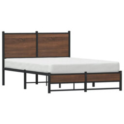 Berkfield Metal Bed Frame Without Mattress Brown Oak 120X190 Cm Small Double - thumbnail 4