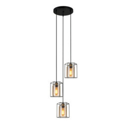 Luminosa Lighting Luminosa Kalula Industrial, Retro 3 Light Cluster Pendant Ceiling Light, E27