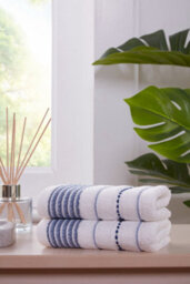 Rapport Home Dakota Stripe Pure Cotton Face Towel Blue