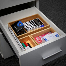 Magna Retail Bamboo Drawer Organiser Set Of 5 Stationary Desk Organiser Drawers Wooden Box Storage Trays Assorted Sizes - thumbnail 5