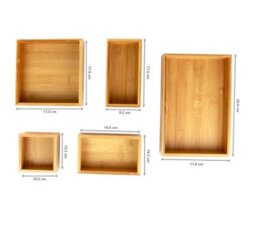 Magna Retail Bamboo Drawer Organiser Set Of 5 Stationary Desk Organiser Drawers Wooden Box Storage Trays Assorted Sizes - thumbnail 2