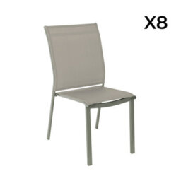 Sweeek - Acacia Wood And Aluminium Garden Table 200Cm + 8 Chairs Khaki Green - Eldora + Buffalo - thumbnail 6