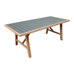 Sweeek - Acacia Wood And Aluminium Garden Table 200Cm + 8 Chairs Khaki Green - Eldora + Buffalo - thumbnail 3