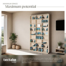 Tectake Cd Shelf Unit Christel - 27 Compartments For Up To 1080 Cds  - Beech - thumbnail 3