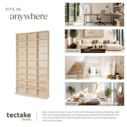 Tectake Cd Shelf Unit Christel - 27 Compartments For Up To 1080 Cds  - Beech - thumbnail 5