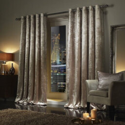 Ameha Beige Velvet Curtain Ready Made Eyelet Blackout Thermal Insulated Living Room Curtain Pair 90''x90'' With Tiebacks - thumbnail 4